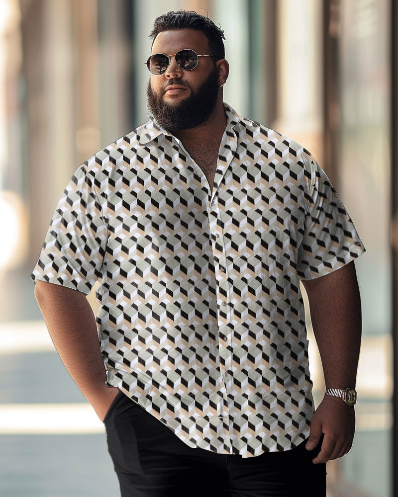 Men's Plus Size Business Causal Button Down Short Sleeve Shirt