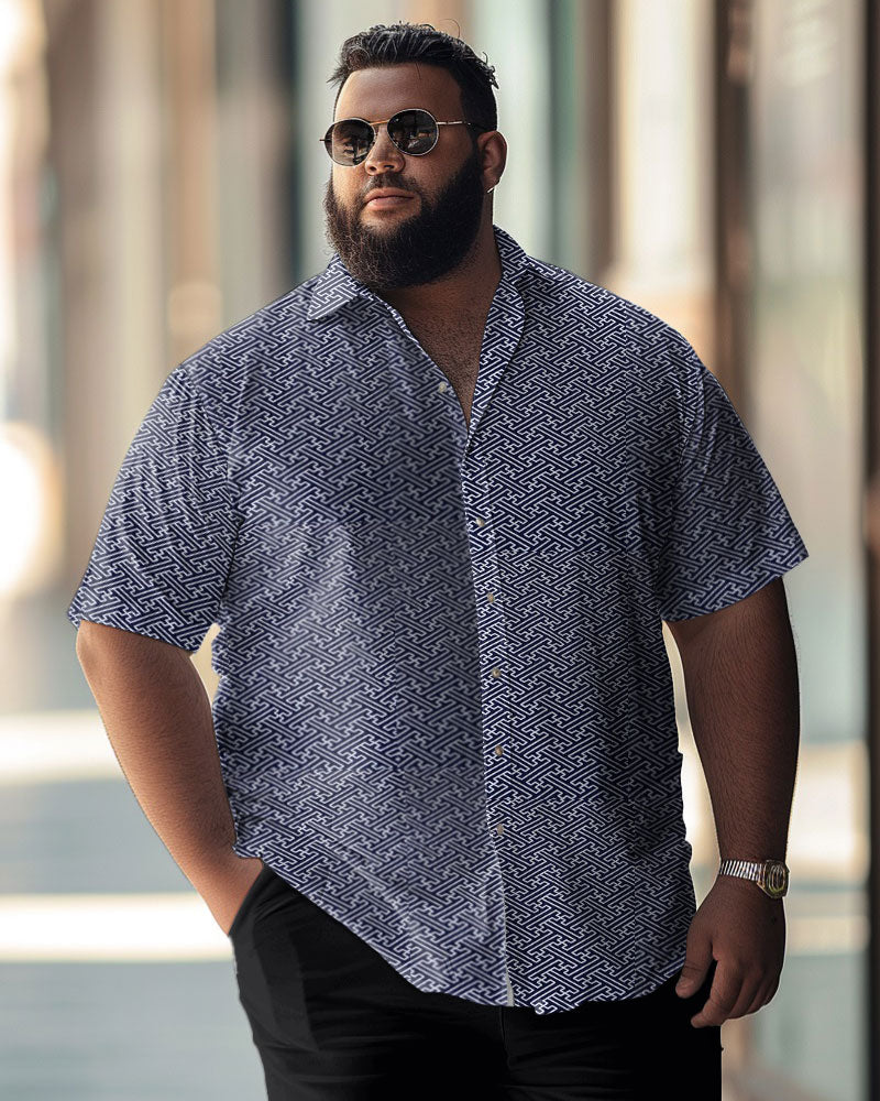 Men's Plus Size Business Causal Button Down Short Sleeve Shirt