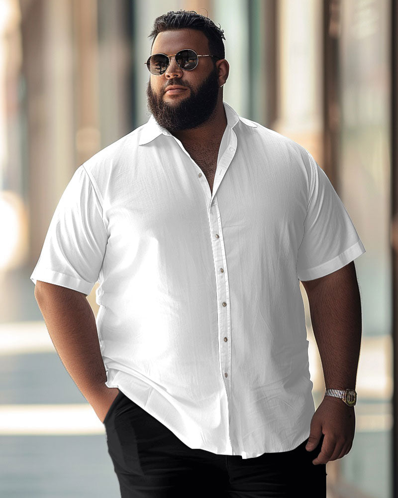 Men's Plus Size Business Causal Button Down Short Sleeve Shirt