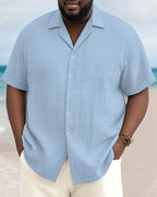 Men's Plus Size Daily Solid Color Short Sleeve Bamboo Hemp Texture Shirt